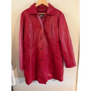 Wilsons Leather Red Coat Womens 1X Thinsulate Insulated Button Front Mid Length